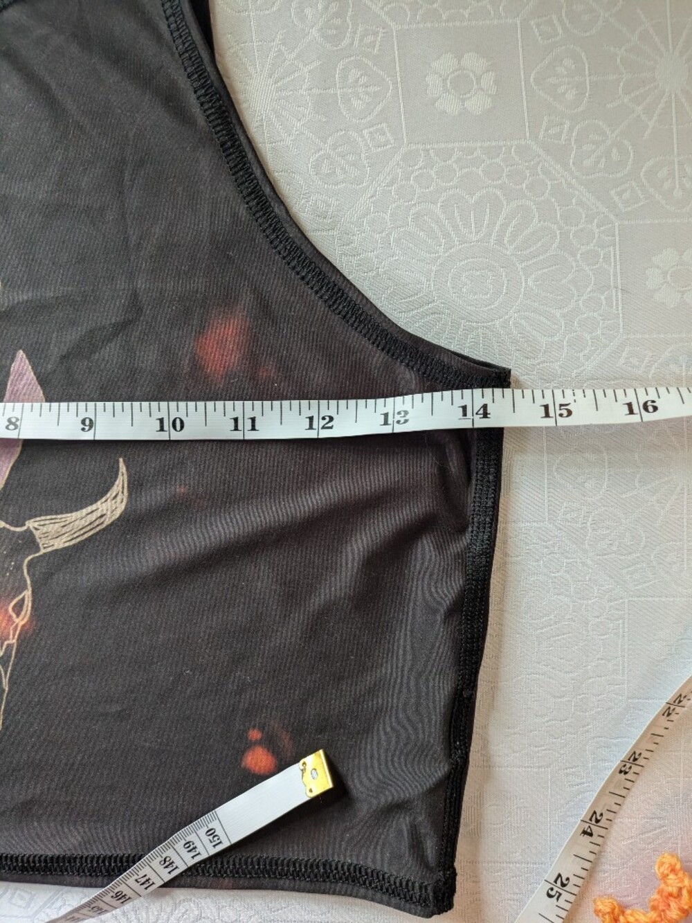 teeki Crop Muscle Festival XS T Shirt w Southwest Skull Graphic - Picture 5 of 6